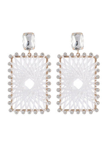 Rhinestones Square flettede øreringe